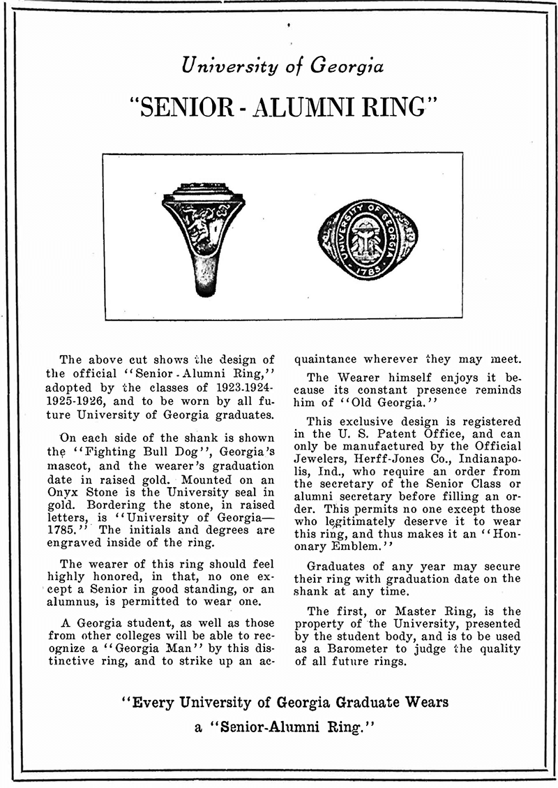 1923 UGA Pandora Ring Ad