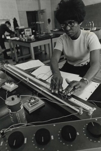 1960s: Student working in a lab.