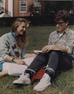 1980s: Students reading on campus