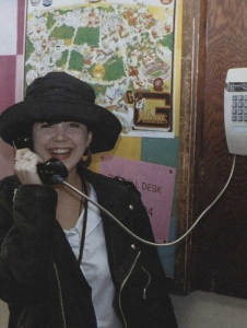 1990s: Student talking on the telephone