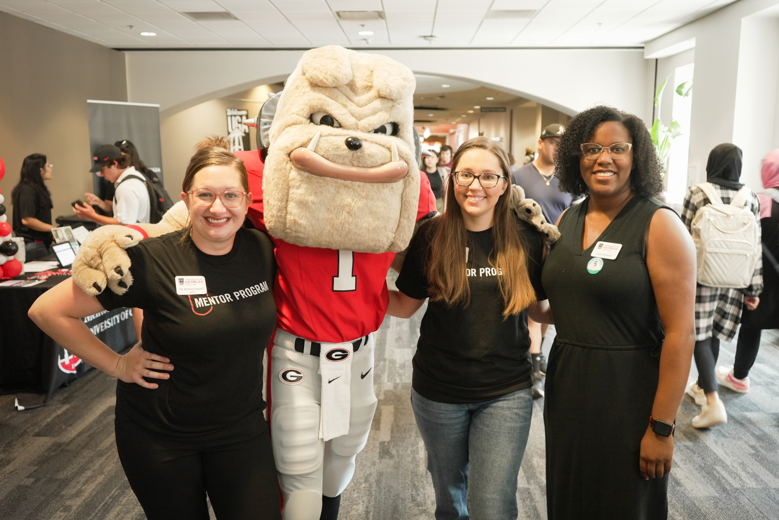 UGA Mentor Program staff pictured with Hairy Dawg.