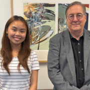 School of Computing student Hannah Le, left, with Greg Lavender.