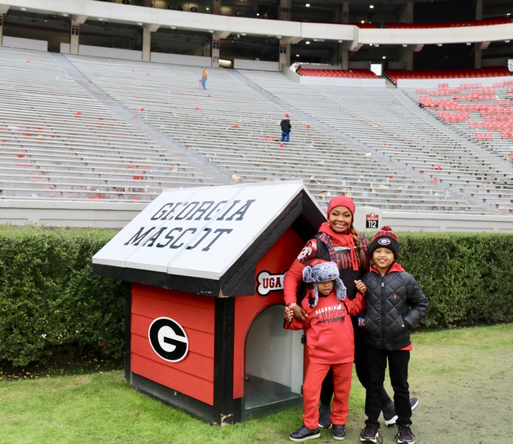Phaedra Parks and her sons at Stanford Stadium.