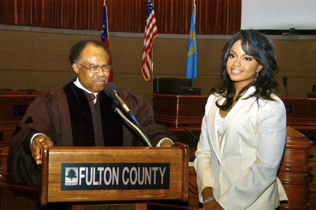 Photo of Phaedra Parks and Justice Robert Benham, former chief justice of the Supreme Court of Georgia.