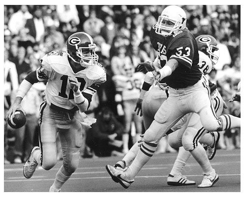 John Lastinger makes a play against Texas in 1980.