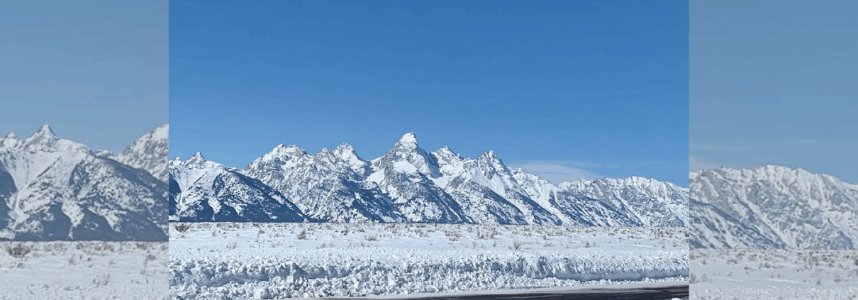 Snowy Mountains in Jackson Hole, Wyoming.