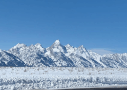 Snowy Mountains in Jackson Hole, Wyoming.