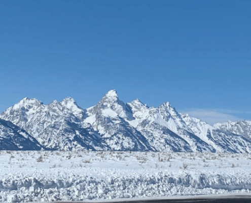Snowy Mountains in Jackson Hole, Wyoming.