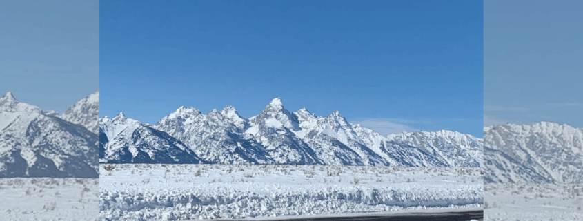 Snowy Mountains in Jackson Hole, Wyoming.