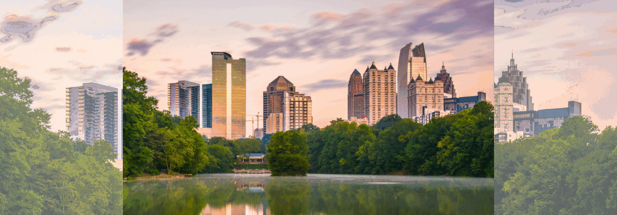 A skyline view of Atlanta, Georgia.
