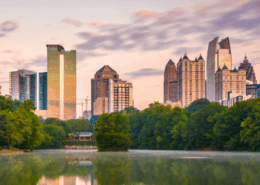 A skyline view of Atlanta, Georgia.
