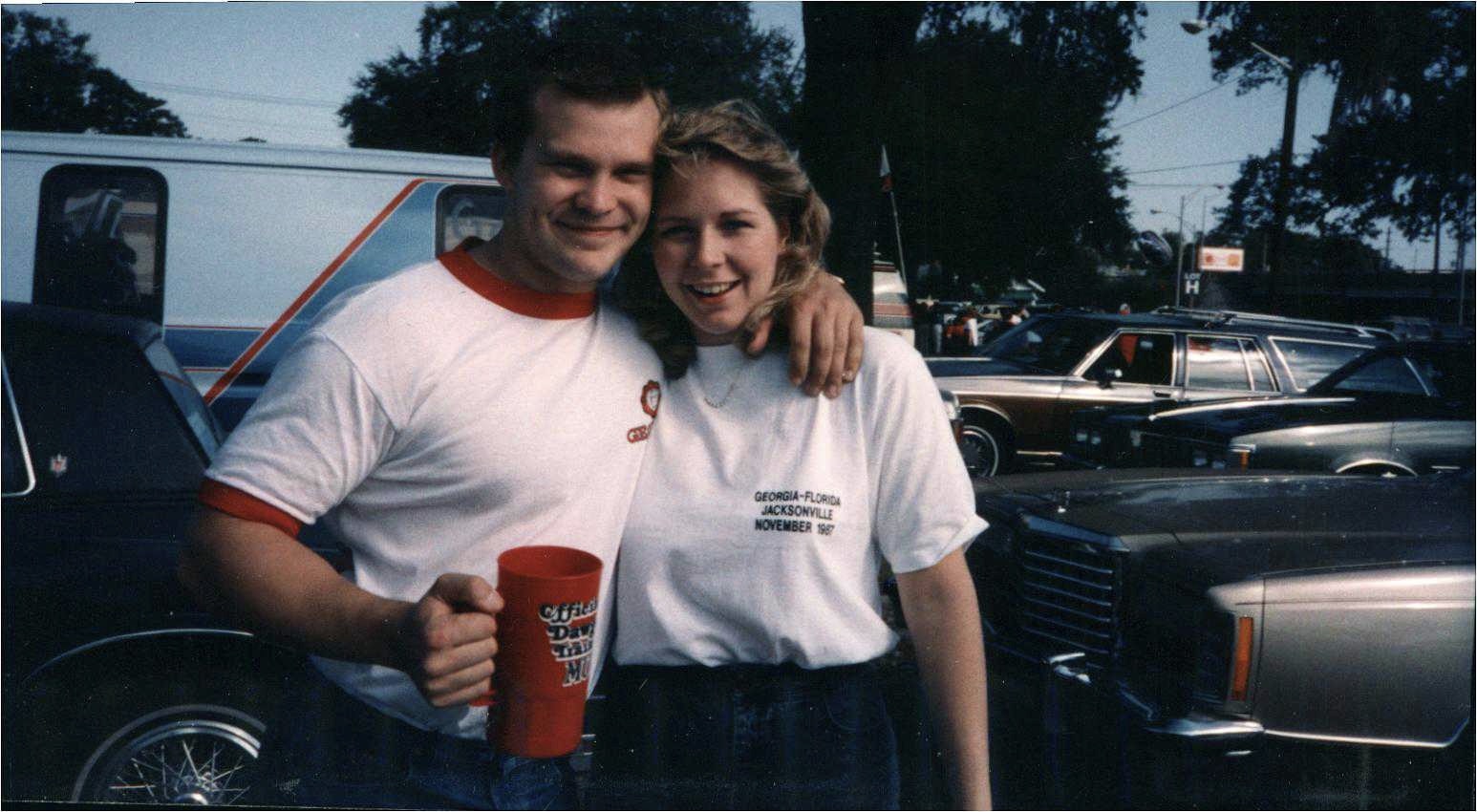 Brent and Kelly in 1987, just before that year's Georgia-Florida game.
