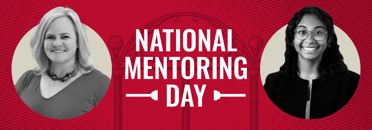 Cathy and Micayla's headshots next to a graphic with the text "National Mentoring Day"