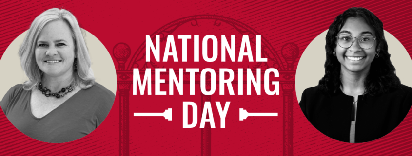 Cathy and Micayla's headshots next to a graphic with the text "National Mentoring Day"