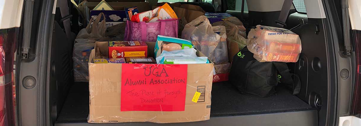 Donated food in the back of a van