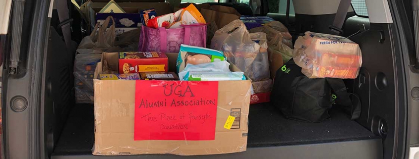 Donated food in the back of a van