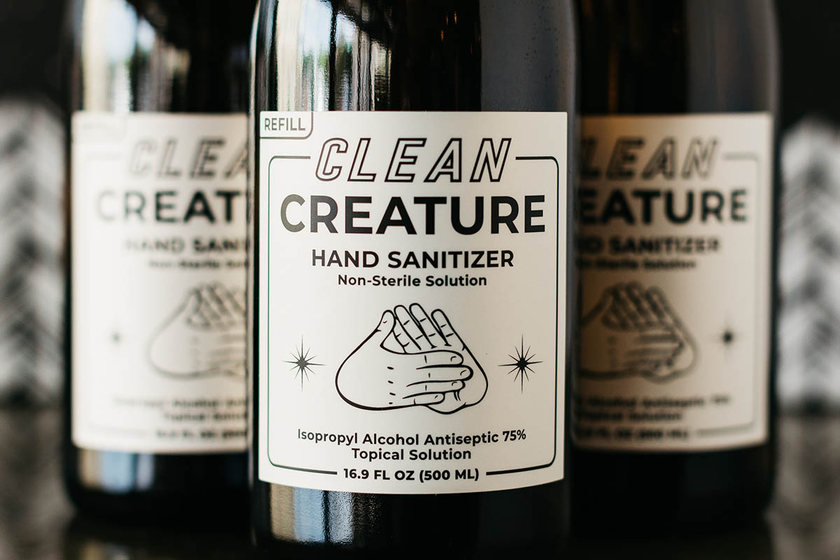 Clean Creature hand sanitizer courtesy of Creature Comforts
