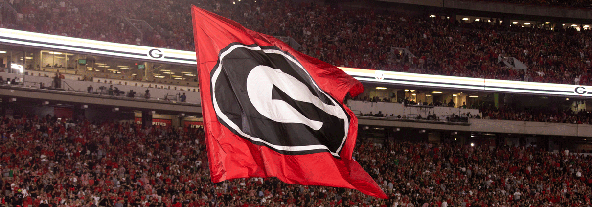photo of super G flag inside Sanford Stadium