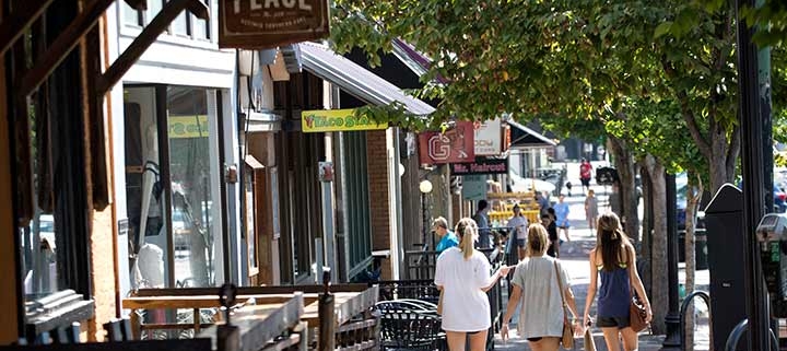 Women walking in Downtown Athens.