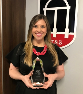Whitney Prescott, associate director of external engagement and communications at the UGA Career Center, received the Technology Excellence Award from NACE.