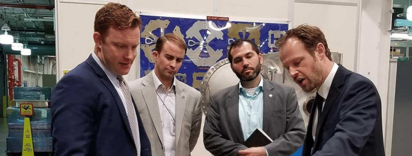 Kyle Wiley (second from left) tours Argonne National Laboratory in Lemont, Illinois.