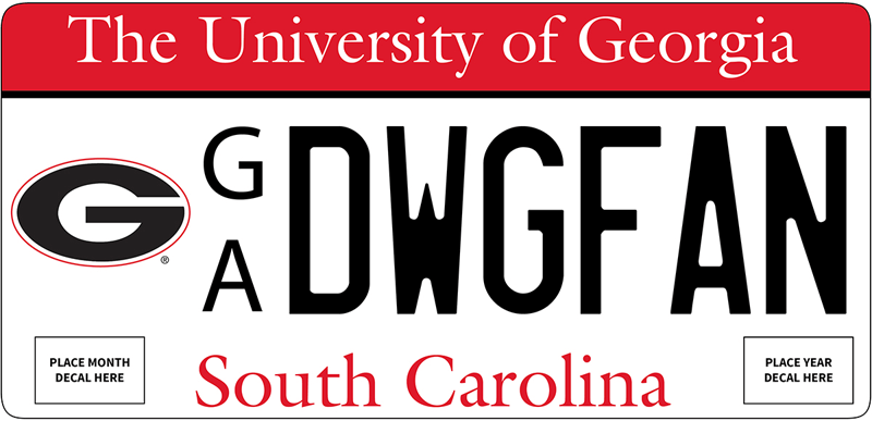 Get you UGA license plate in South Carolina